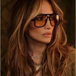 New Authentic- Tom Ford Falconer Amber Navigator Sunglasses as seen on J Lo